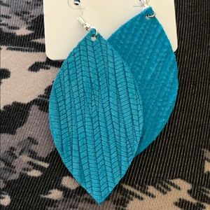 Hand made leather leaf earrings